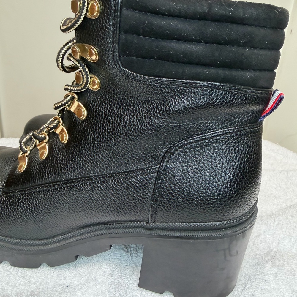 Tommy Hilfiger Black Combat Boots with Gold Details - Picture 15 of 16